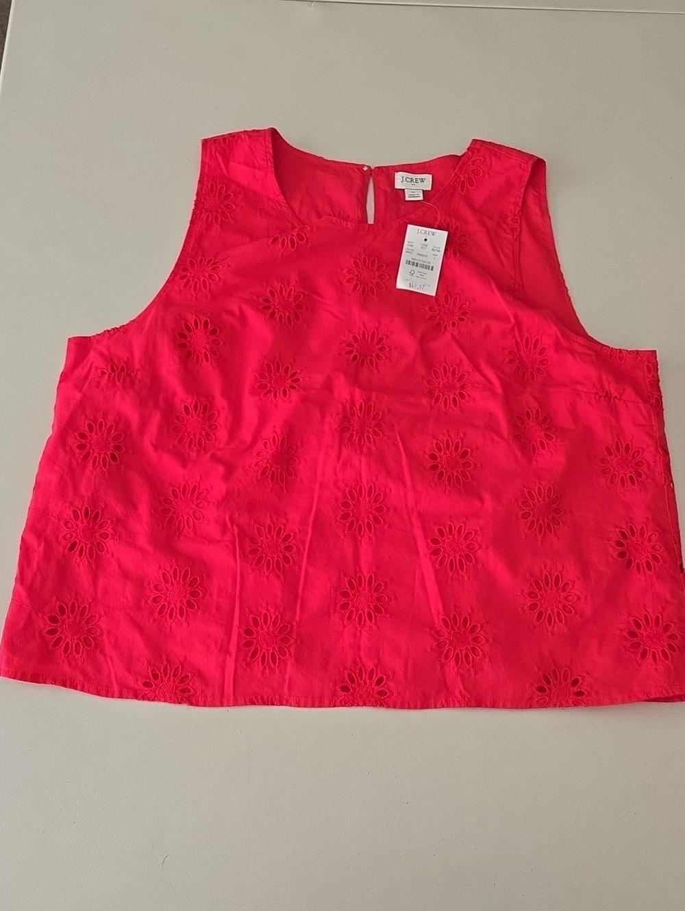 J. Crew Bright Pink Eyelet Sleeveless Top